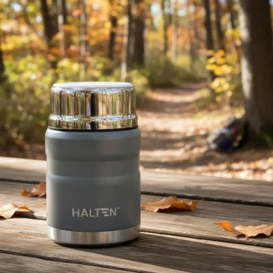 TERMO PARA COMIDA 750 ML ACERO INOXIDABLE HALTEN GRIS - 1