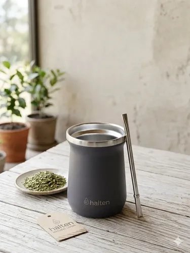 MATERO ACERO INOXIDABLE 300 ML HALTEN GRIS - 1