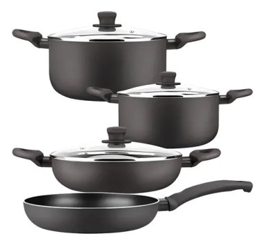 BATERIA DE COCINA ANTIADHERENTE MARMICOC SPRING 7 PIEZAS ALUMINIO NEGRO - 1
