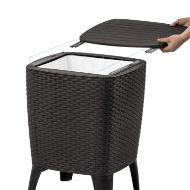 MESA COOLER CAPRI TIPO RATTAN MARRON TERRAZA MQ QRUBBER - 2