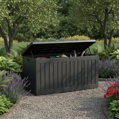 BODEGA QRUBBER JARDÍN TIPO BAÚL 490 LITROS NEGRO - 7