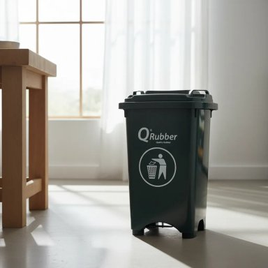 BASURERO QRUBBER CONTENEDOR BASURA 50 LTS. CON PEDAL GRIS - 2