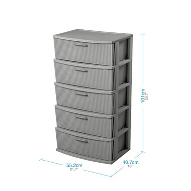 CÓMODA QRUBBER CAJONERA CROCHET 5 NIVELES MQ GRIS - 2