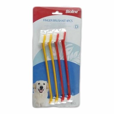 SET DE 4 CEPILLOS DE DIENTES BIOLINE PARA PERROS - 1