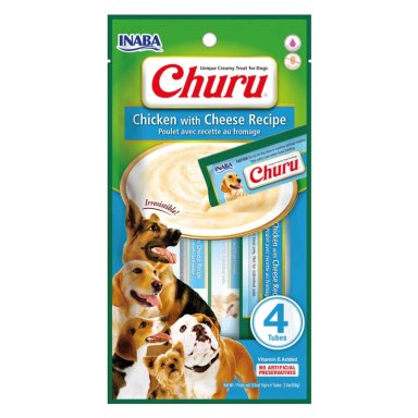 SNACK INABA CHURU PERRO SABOR POLLO Y QUESO, 4 TUBOS - 1