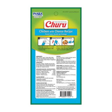 SNACK INABA CHURU PERRO SABOR POLLO Y QUESO, 4 TUBOS - 2