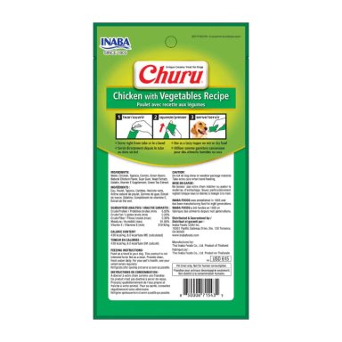 SNACK INABA CHURU PERRO SABOR POLLO Y VEGETALES, 4 TUBOS - 2