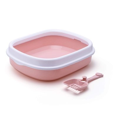 ARENERO PARA GATO CON BORDE + PALA GATOS 40 X 33CMS | ROSADO - 1