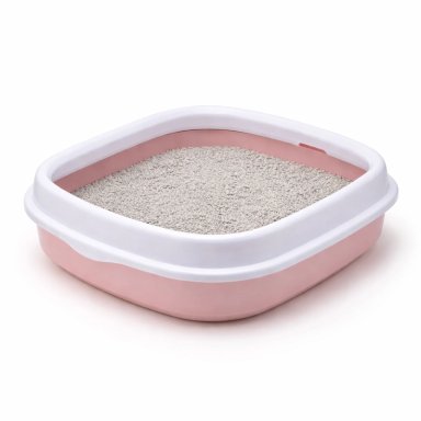 ARENERO PARA GATO CON BORDE + PALA GATOS 40 X 33CMS | ROSADO - 2