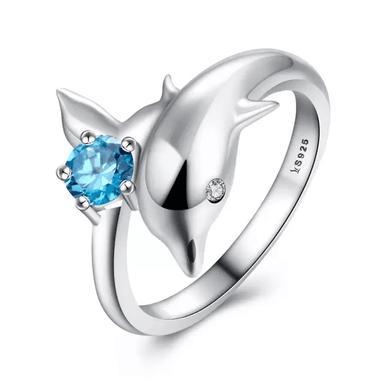 ANILLO VOUSEZ DELFIN TURQUESA PLATA 925 AJUSTABLE - 1