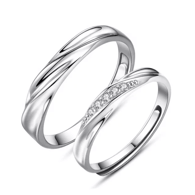 ANILLOS VOUSEZ PAREJA MATRIMINIO ILUSION AJUSTABLE PLATA 925 - 1
