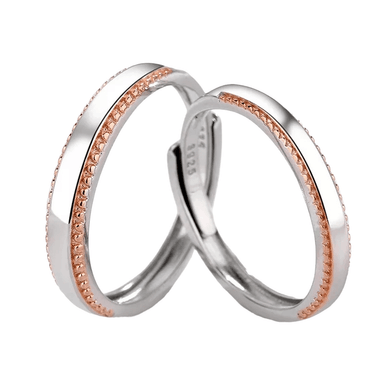 ANILLOS VOUSEZ PAREJA AJUSTABLES PLATA 925 BAÑADO EN ORO ROSA - 1