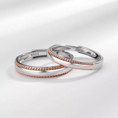 ANILLOS VOUSEZ PAREJA AJUSTABLES PLATA 925 BAÑADO EN ORO ROSA - 2