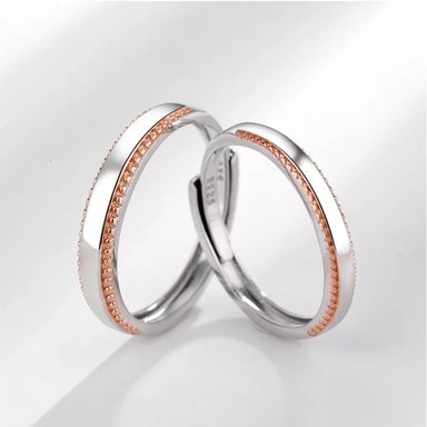 ANILLOS VOUSEZ PAREJA AJUSTABLES PLATA 925 BAÑADO EN ORO ROSA - 3