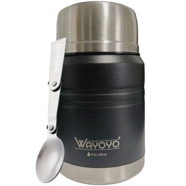 TARRO TERMO COMIDA ACERO INOXIDABLE WAYOYO 510 ML NEGRO - 1