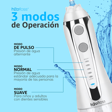 IRRIGADOR DENTAL LIMPIEZA BUCAL BLANCO H2OFLOSS PÓRTATIL LIMPIEZA BUCAL - 7