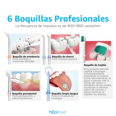 IRRIGADOR DENTAL LIMPIEZA BUCAL BLANCO H2OFLOSS PÓRTATIL LIMPIEZA BUCAL - 8