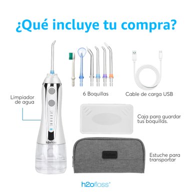 IRRIGADOR DENTAL LIMPIEZA BUCAL BLANCO H2OFLOSS PÓRTATIL LIMPIEZA BUCAL - 12