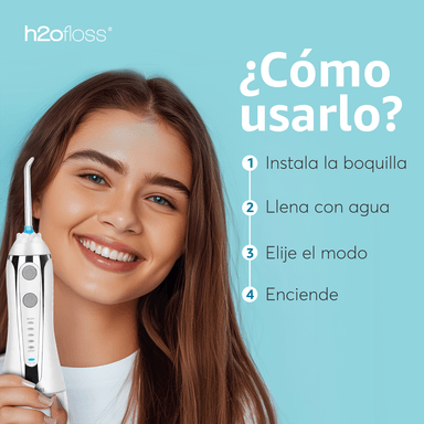 IRRIGADOR DENTAL LIMPIEZA BUCAL BLANCO H2OFLOSS PÓRTATIL LIMPIEZA BUCAL - 13
