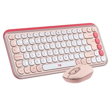 KIT TECLADO MOUSE INALAMBRICO LOGITECH POP ICON ROSADO - 1