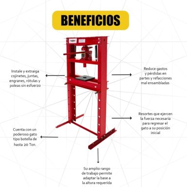 PRENSA HIDRAULICA GUTSTARK 20 TONELADAS TRABAJO PESADO INDUSTRIAL - 4