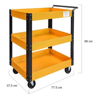 CARRO SERVICIO GUTSTARK 120 KG 3 CHAROLAS ACERO RUEDAS MULTIUSOS - 4