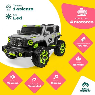 AUTO A BATERIA LITTLE MONKEY 12V CONTROL REMOTO MUSICA POR BLUETOOTH - 6