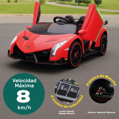 Auto Eléctrico Infantil Tipo Lamborghini 12V Control Remoto Luces Sonido MP3 Niños - 2