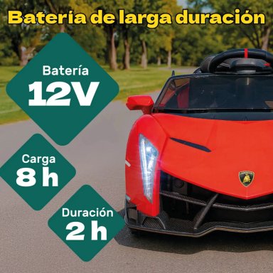 Auto Eléctrico Infantil Tipo Lamborghini 12V Control Remoto Luces Sonido MP3 Niños - 3