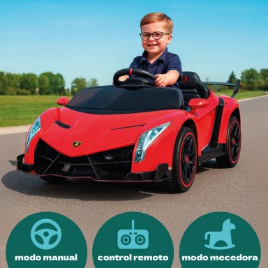 Auto Eléctrico Infantil Tipo Lamborghini 12V Control Remoto Luces Sonido MP3 Niños - 4