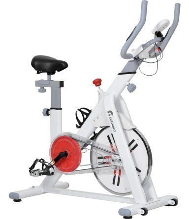 BICICLETA ESTATICA FIJA SPINNING 8KG EJERCICIO CARDIO BLANCO - 1