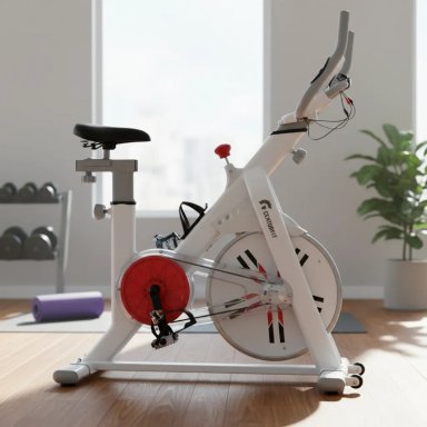 BICICLETA ESTATICA FIJA SPINNING 8KG EJERCICIO CARDIO BLANCO - 2