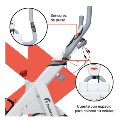 BICICLETA ESTATICA FIJA SPINNING 8KG EJERCICIO CARDIO BLANCO - 7