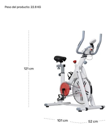BICICLETA ESTATICA FIJA SPINNING 8KG EJERCICIO CARDIO BLANCO - 8