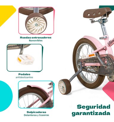 BICICLETA LITTLE MONKEY INFANTIL NIÑA RODADA 16 ROSA RUEDAS ENTRENAMIENTO TAMAÑO DEL CUADRO S - 2