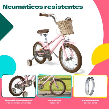 BICICLETA LITTLE MONKEY INFANTIL NIÑA RODADA 16 ROSA RUEDAS ENTRENAMIENTO TAMAÑO DEL CUADRO S - 4