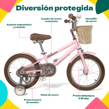 BICICLETA LITTLE MONKEY INFANTIL NIÑA RODADA 16 ROSA RUEDAS ENTRENAMIENTO TAMAÑO DEL CUADRO S - 6