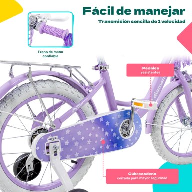 BICICLETA INFANTIL MORADA NIÑA RODADA 16 CON CANASTA COLOR MORADO TAMAÑO DEL CUADRO S - 4