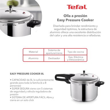 OLLA A PRESION 7,6 LTS. ALUMINIO EASY TEFAL - 2