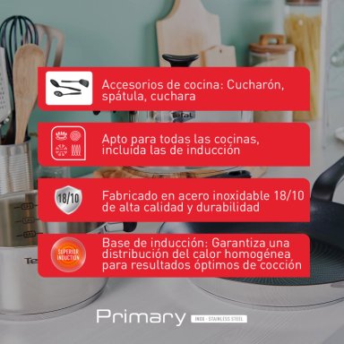 BATERIA DE COCINA ACERO INOXIDABLE PRIMARY 11 PIEZAS - 7