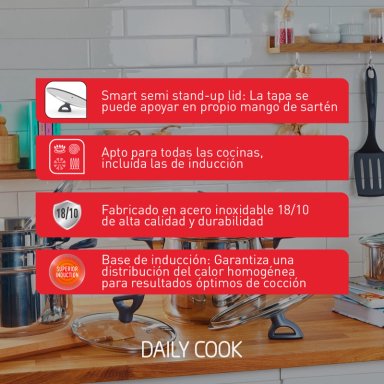 BATERIA DE COCINA ACERO INOXIDABLE DAILYCOOK 10 PIEZAS TEFAL - 8