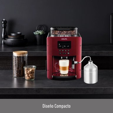 CAFETERA KRUPS SUPER AUTOMÁTICA ESPRESSO FULL AUTO DISPLAY ROJA + LECHERO - 3