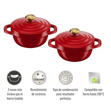 SET 2 MINI-COCOTTE 11CM ROJA - 6