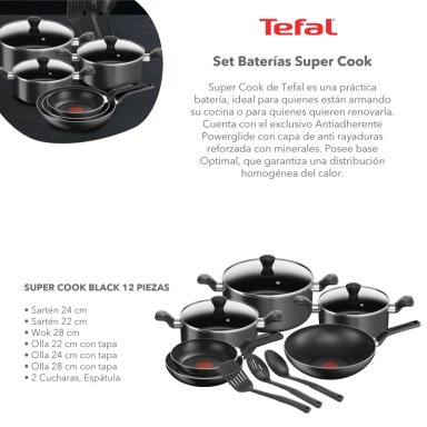 BATERIA DE COCINA ANTIADHERENTE SUPER COOK 12 PCS TEFAL - 3