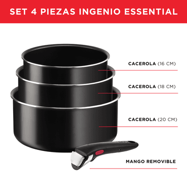SET 3 OLLAS ANTIADHERENTE 16/18/20 CM + MANGO INGENIO TEFAL - 2