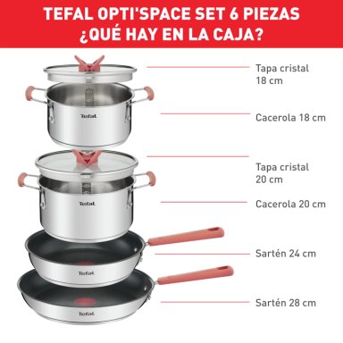 BATERIA DE COCINA 6 PIEZAS OPTISPACE TEFAL - 2