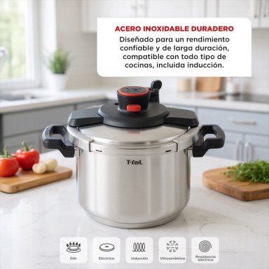 OLLA A PRESION CLIPSO ACERO INOXIDABLE 7,6 LTS. TEFAL - 7