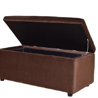 MUEBLE BANQUETA BAUL FELPA GRIS OSCURO 100X 50X45 - 1