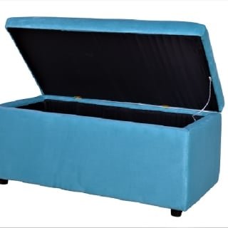 BANQUETA BAUL FELPA  100X50X45 CM TURQUESA - 1