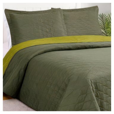 QUILT BICOLOR MASEL 2 PLAZAS VERDE OLIVE - PISTACHO 220X250 - 1